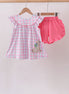 Pink Puppy Applique Ruffle Set