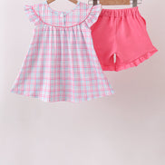 Pink Puppy Applique Ruffle Set