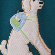 Teal Puppy Applique Plaid Set