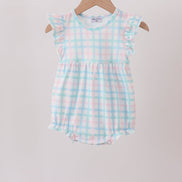 Blue Plaid Ruffle Bubble