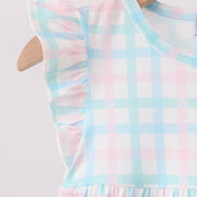 Blue Plaid Ruffle Bubble