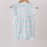 Blue Plaid Ruffle Bubble