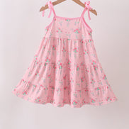 Pink Floral Tiered Dress