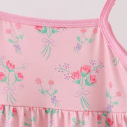 Pink Floral Tiered Dress