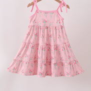 Pink Floral Tiered Dress