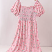 Pink Floral Smocked Mom Dress