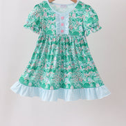 Green house floral Ruffle Dress