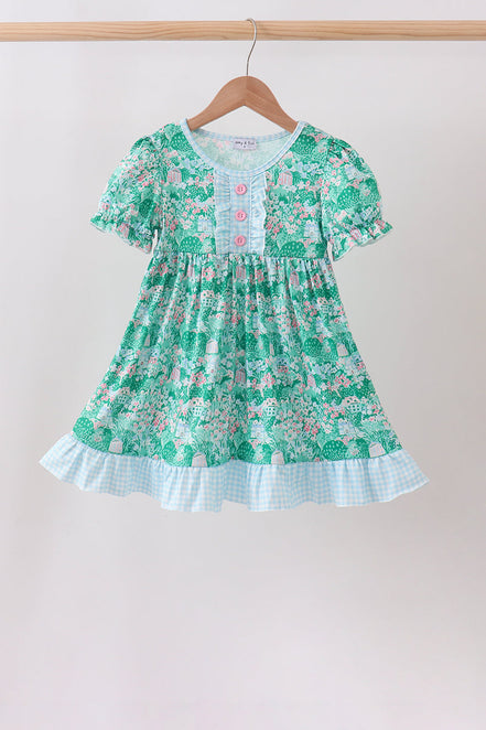 Green house floral Ruffle Dress