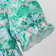 Green house floral Ruffle Dress