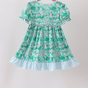 Green house floral Ruffle Dress