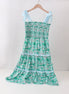 Green house floral Smocked Tiered Mom Dress