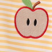 Mustard Stripe Apple Embroidered Top