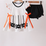 Black Spider Embroidery Ruffle Bloomer Set