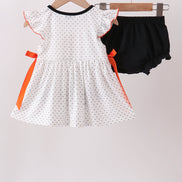 Black Spider Embroidery Ruffle Bloomer Set