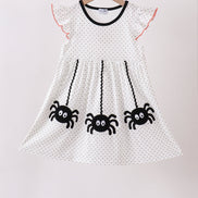 Black Spider Embroidery Ruffle Dress
