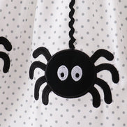 Black Spider Embroidery Ruffle Dress