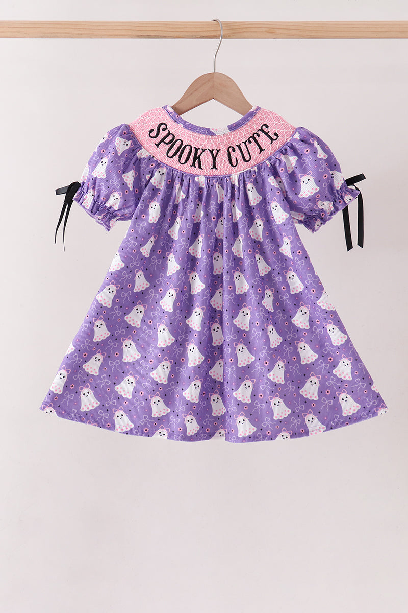 Girls' Purple Spooky Smocked Dress – Toddler & Kids Sizes 12M–7Y