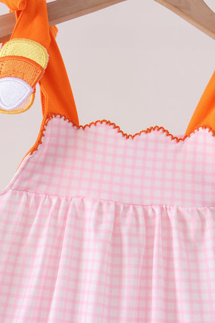 Pink Gingham Candy Corn Dress