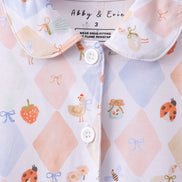 Blue Chicken Bow Bamboo Pajama Pants Set