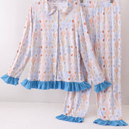 Blue Chicken Bow Bamboo Mom Pajama Pants Set