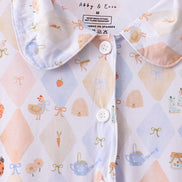 Blue Chicken Bow Bamboo Mom Pajama Pants Set