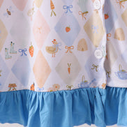 Blue Chicken Bow Bamboo Mom Pajama Pants Set