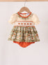 Vintage pumpkin smocked ruffle bubble