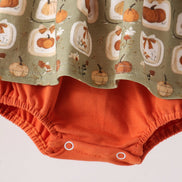 Vintage pumpkin smocked ruffle bubble