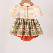 Vintage pumpkin smocked ruffle bubble