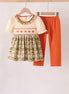 Vintage pumpkin smocked ruffle pants set