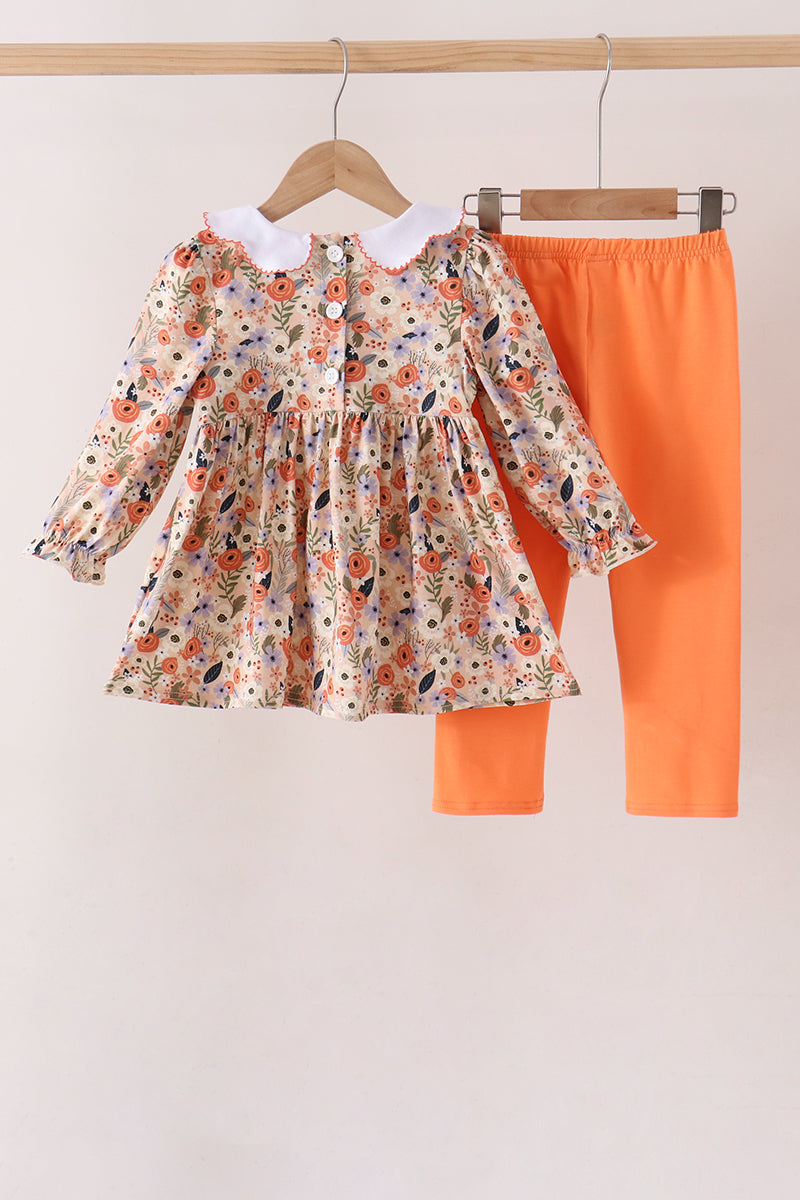Coral Floral Smocked Pants Set – Baby & Toddler Girls 12M–7Y