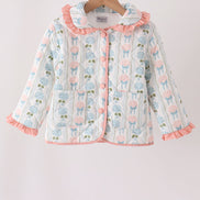 Blue hydrangea ruffle jacket