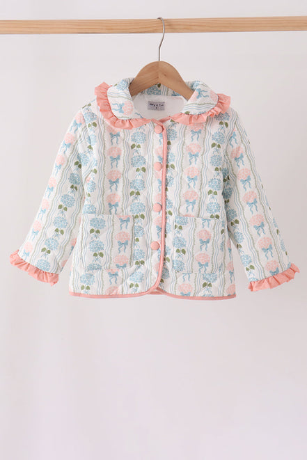 Blue hydrangea ruffle jacket
