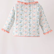 Blue hydrangea ruffle jacket