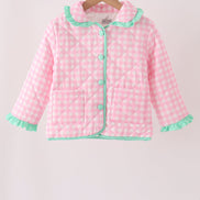 Pink hydrangea gingham ruffle jacket
