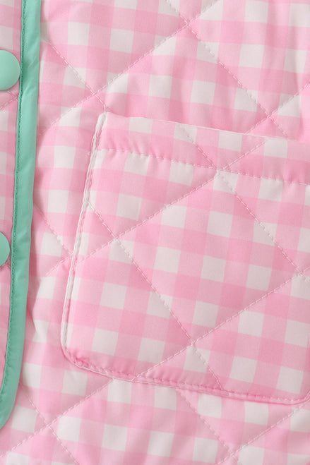 Pink hydrangea gingham ruffle jacket