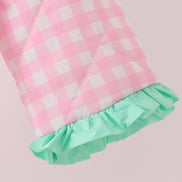Pink hydrangea gingham ruffle jacket