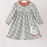 Grey goose applique ruffle dress