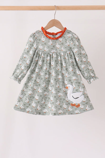 Grey goose applique ruffle dress