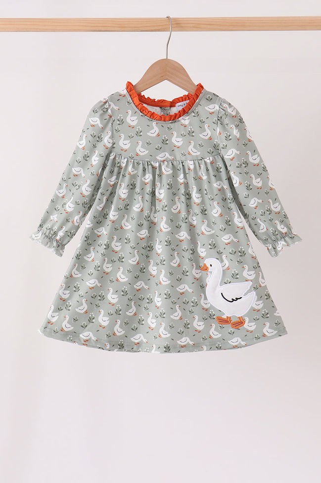 Grey goose applique ruffle dress