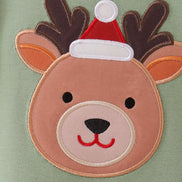 Sage Reindeer Applique Ruffle Romper
