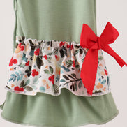 Sage Reindeer Applique Ruffle Romper