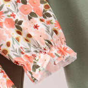 Green Floral Ruffle Pants Set