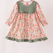Green Floral Ruffle Dress