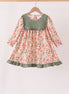Green Floral Ruffle Dress