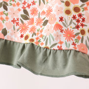 Green Floral Ruffle Dress