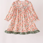 Green Floral Ruffle Dress
