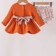 Orange floral ruffle bloomer set