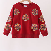 Rust turkey sequin mom&me top
