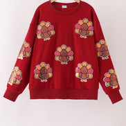 Rust turkey sequin mom&me top